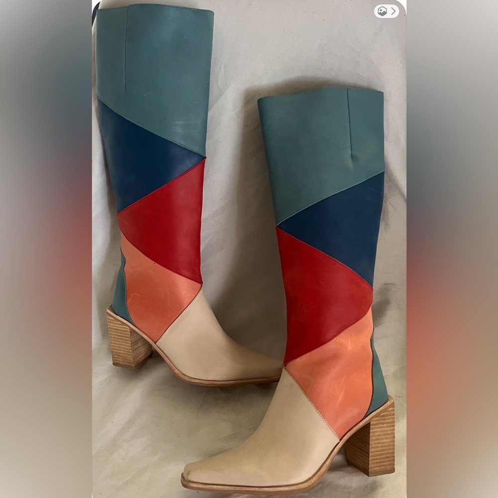 Jeffrey. Campbell RARE PATCHWORK CALIMITY KNEE HIGH HEEL BOOTS 8 HOT! - Picture 2 of 14